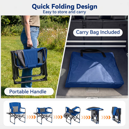 Folding Camping Chair with Side Table and Cup Holder