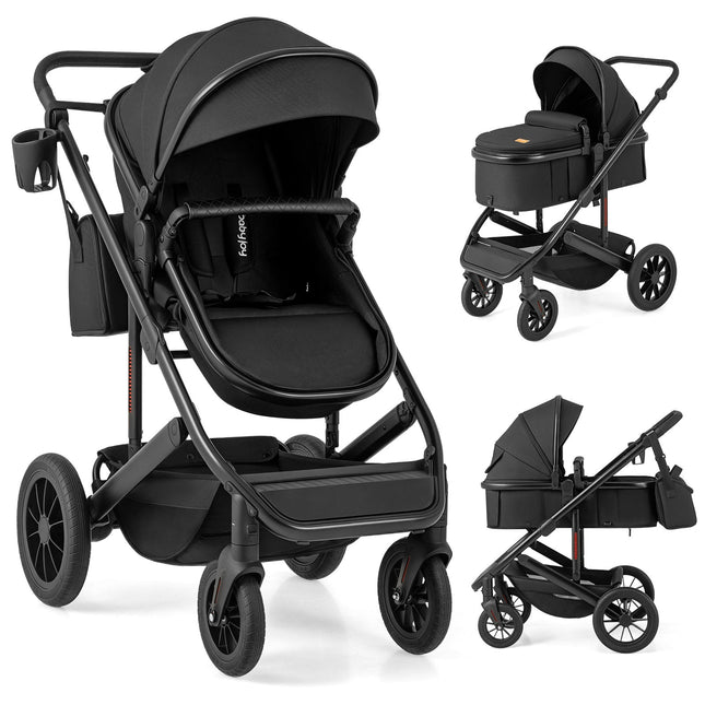3-in-1 Folding Convertible Newborn Stroller with Detachable Bassinet