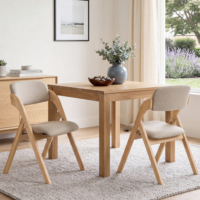 Folding Dining Chairs Set of 2 with Cushioned Seats