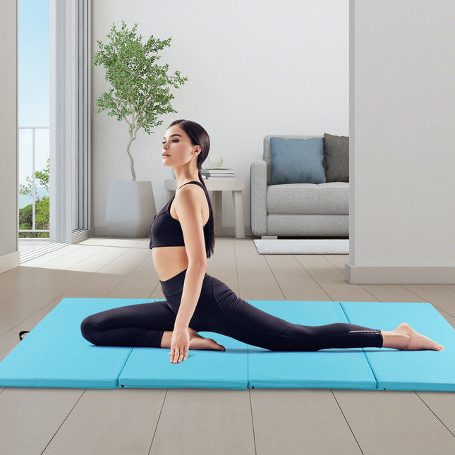 4-Panel PU Leather Folding Exercise Mat with Carrying Handles