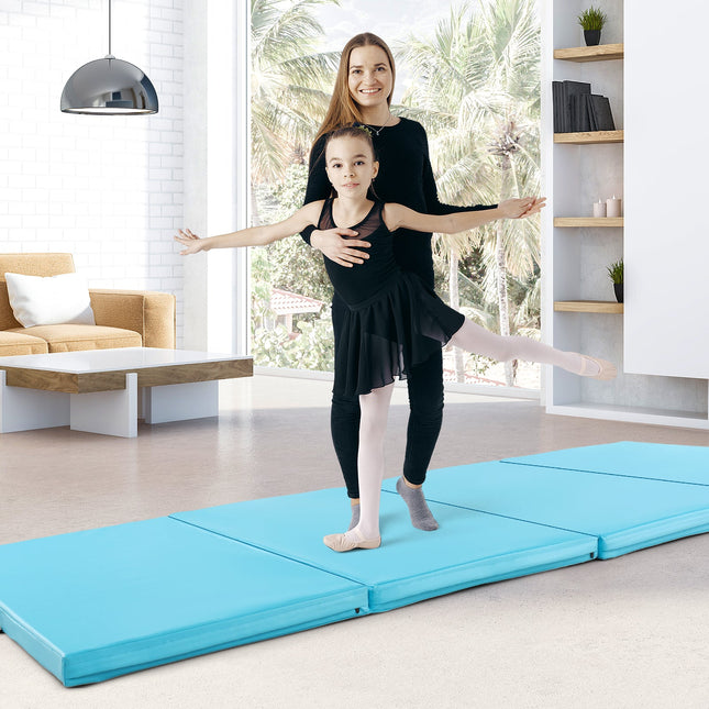 4-Panel PU Leather Folding Exercise Mat with Carrying Handles