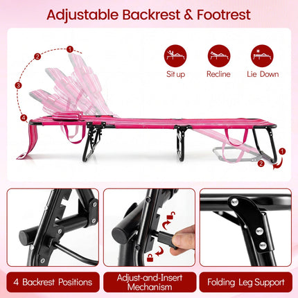 Folding Face Down Tanning Chair with Face Hole 3 Removable Pillows