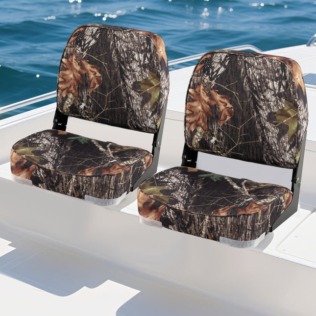 2-Pack Boat Seats Folding Low Back Boat Chairs Waterproof PVC Leather Cabin Seating
