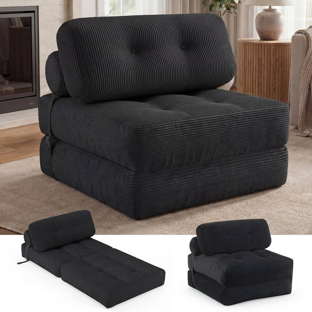 Folding Sofa Bed with Pillow and Back Support for Living Room