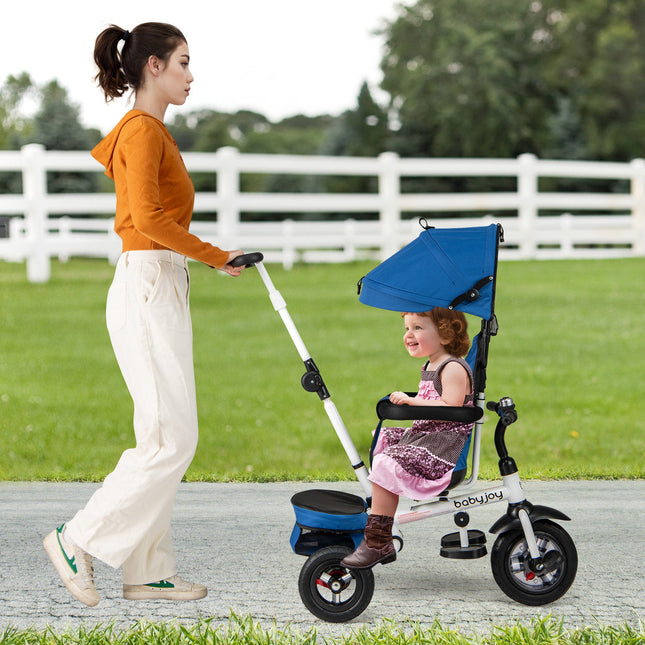 Folding Tricycle Baby Stroller with Reversible Seat and Adjustable Canopy