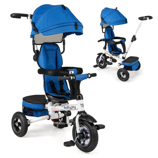 Folding Tricycle Baby Stroller with Reversible Seat and Adjustable Canopy