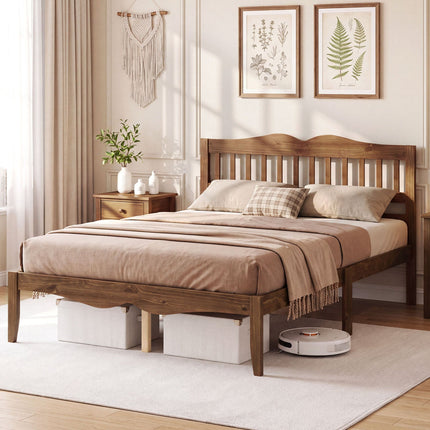 Full/Queen Platform Bed Frame with Scalloped Headboard