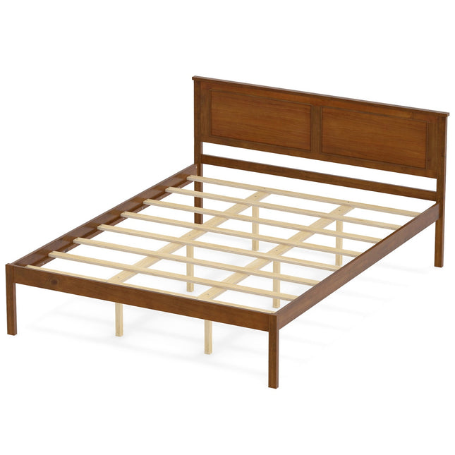 Full/Queen/Twin Size Bed Frame Farmhouse Wooden Platform Bed with Headboard