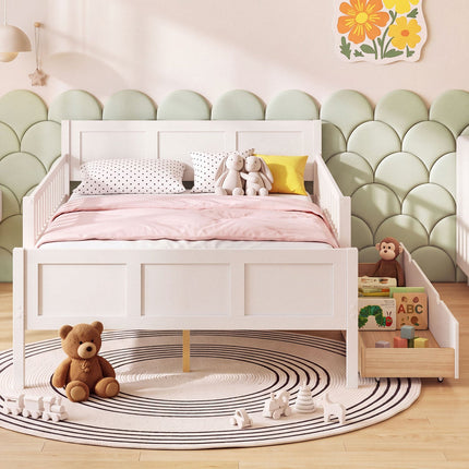 Full Size Platform Bed Frame with Detachable Guardrails
