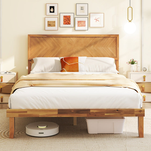 Twin/Full/Queen Size Bed Frame with Headboard and Storage Space