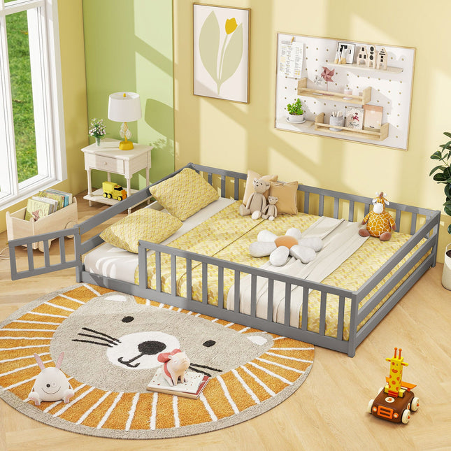 Full Size Floor Bed with Full Length Safety Guardrails