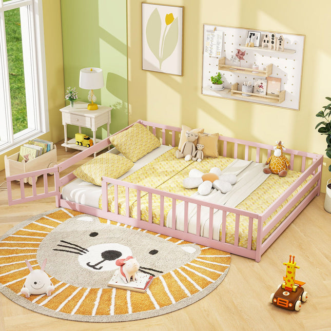 Full Size Floor Bed with Full Length Safety Guardrails
