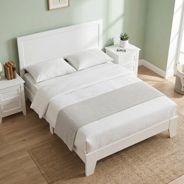 Full Size Platform Bed Frame with Headboard - No Box Spring