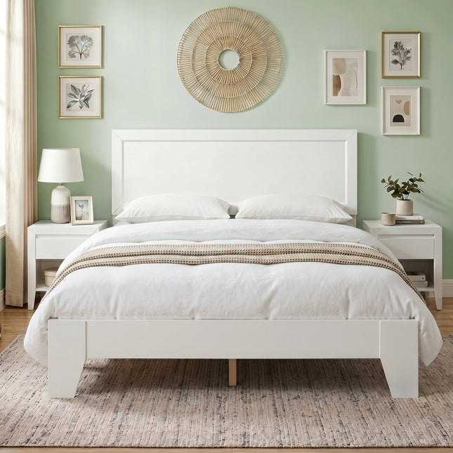 Full Size Platform Bed Frame with Headboard - No Box Spring