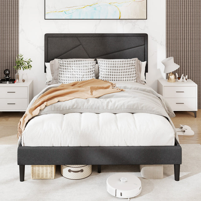 Twin/Full/Queen Size Upholstered Platform Bed Frame with High Headboard