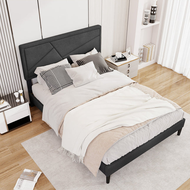 Twin/Full/Queen Size Upholstered Platform Bed Frame with High Headboard