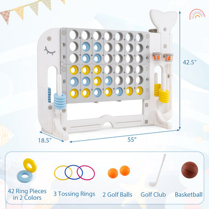 Giant 4-to-Score Game Set Jumbo Connect Four Game with Ring-toss