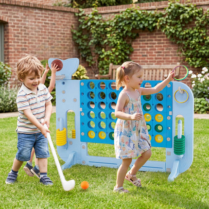 Giant 4-in-a-Row Game Set with Ring Toss and Basketball
