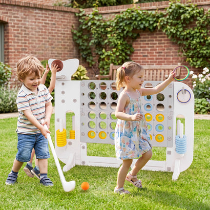 Giant 4-in-a-Row Game Set with Ring Toss and Basketball