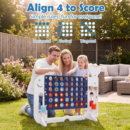 Giant 4-in-a-Row Game Set with Ring Toss and Basketball