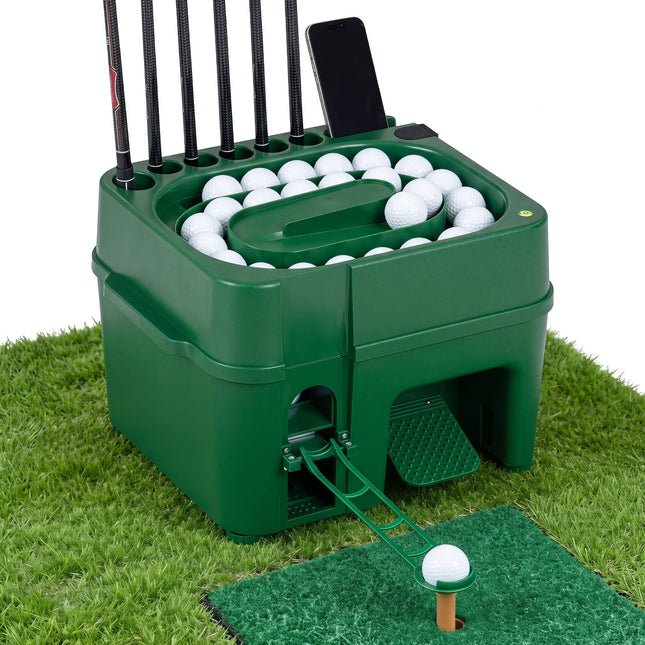 Golf Ball Dispenser with 50-Ball Capacity & 6-Club Holder
