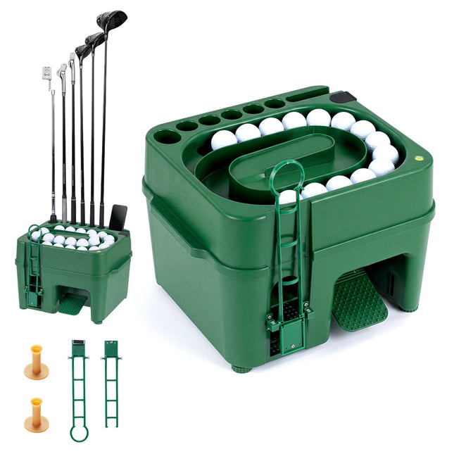 Golf Ball Dispenser with 50-Ball Capacity & 6-Club Holder