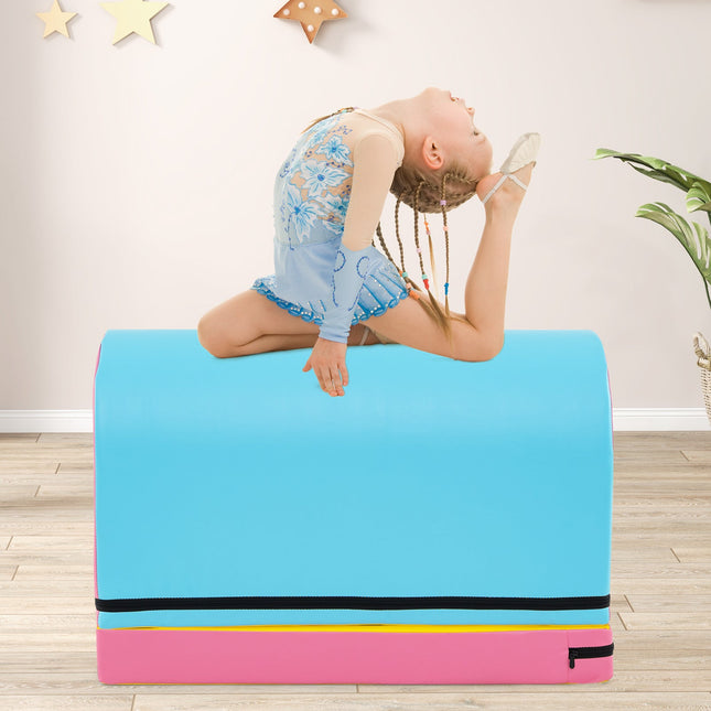 Gymnastics Vaulting Box with Detachable Mat Carrying Handle for Kids
