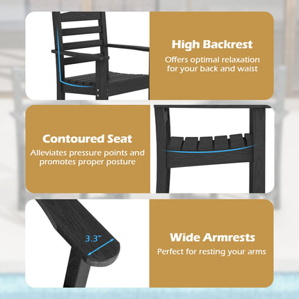 HDPE All Weather Patio Dining Chairs Set of 2 with Wide Armrests