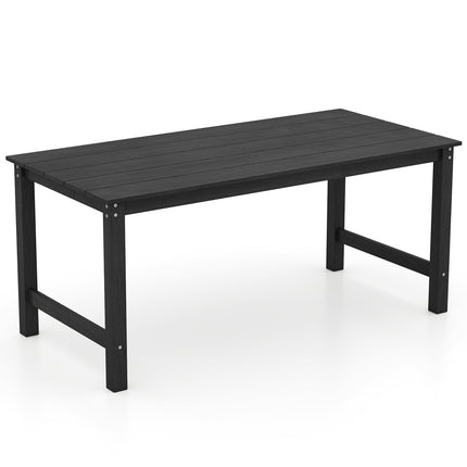 HDPE Outdoor Dining Table for 6 Person with Wood-Like Tabletop and Umbrella Hole