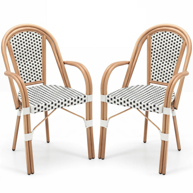 PE Wicker Bistro Dining Chairs Set of 2 - 400 lbs Capacity