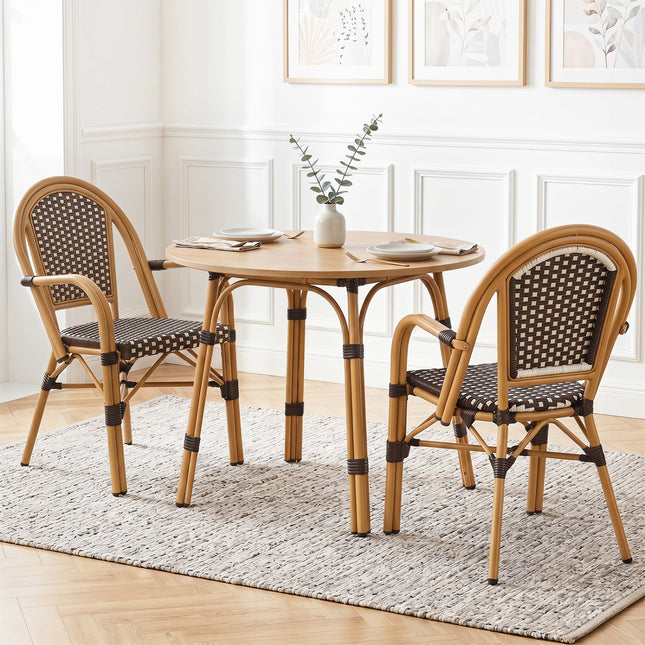 PE Wicker Bistro Dining Chairs Set of 2 - 400 lbs Capacity