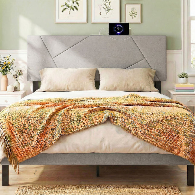 Headboard for Full Size Bed and Queen Geometric Upholstered Head Board