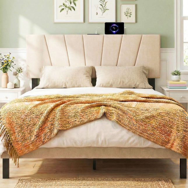 Headboard for Queen and Full Size Bed Geometric Upholstered Head Board