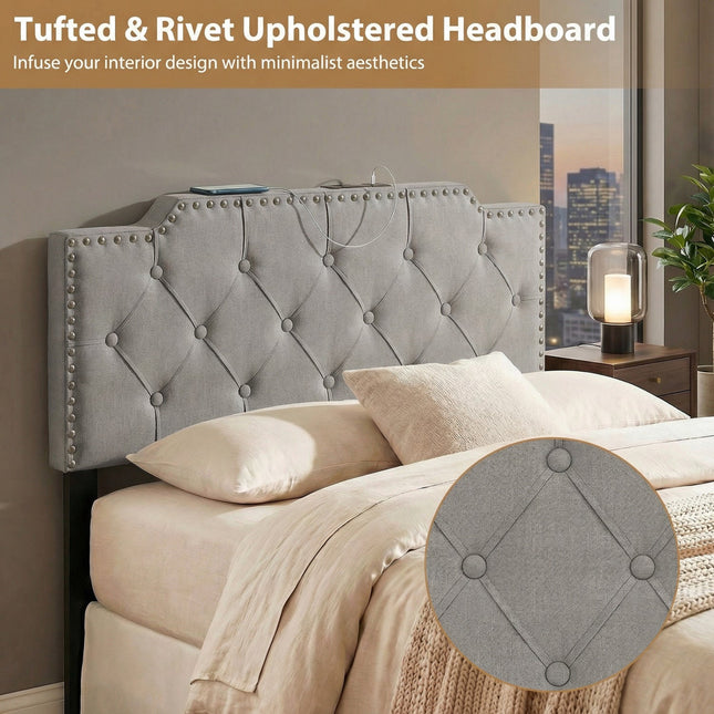 Headboard for Queen and Full Size Bed Rivet Tufted Upholstered Head Board