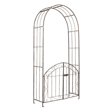 Metal Garden Arch with Gate and Safety Latch - 79" H