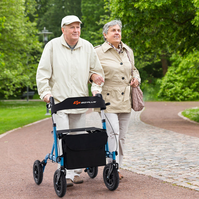 Height Adjustable Rollator Walker Foldable Rolling Walker with Seat for Seniors