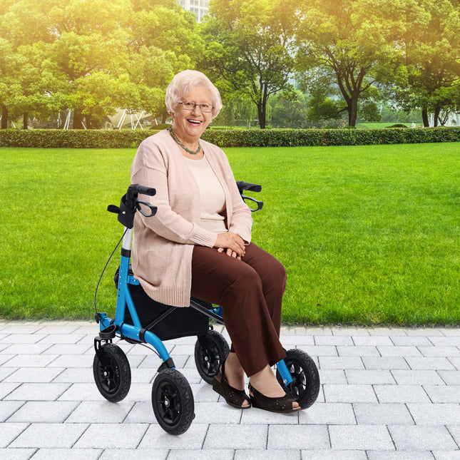 Height Adjustable Rollator Walker Foldable Rolling Walker with Seat for Seniors