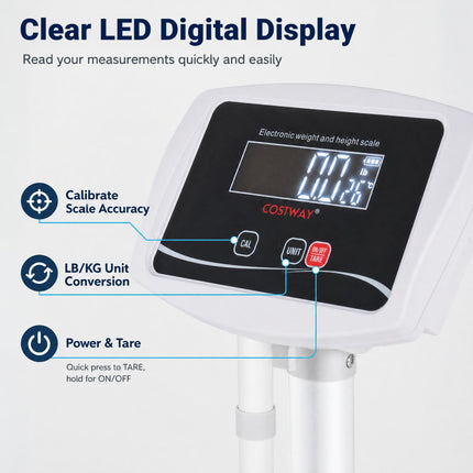 Digital Height and Weight Scale with LED Display 400 lbs