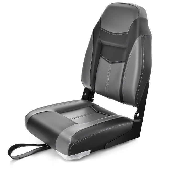 High Back Folding Boat Seats with Black Grey Sponge Cushion and Flexible Hinges