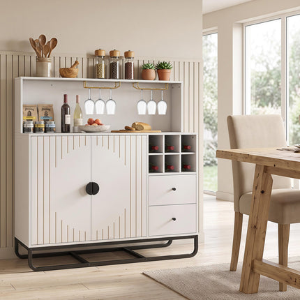 Bar Cabinet with Wine Rack and Glass Holder - 47" Wide