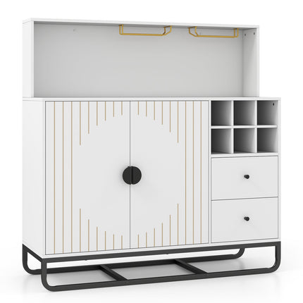 Bar Cabinet with Wine Rack and Glass Holder - 47" Wide