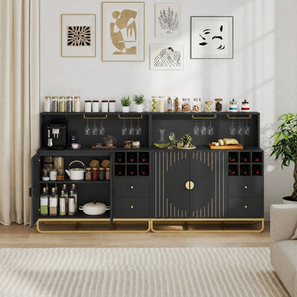 Bar Cabinet with Wine Rack and Glass Holder - 47" Wide