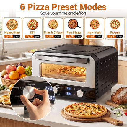 Indoor Electric Pizza Oven Countertop Pizza Oven for 12 Inch Pizzas-Black