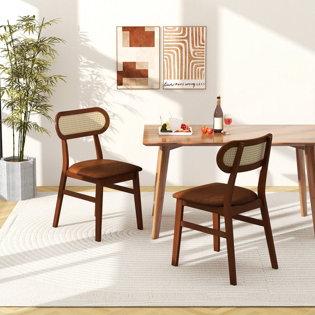 Indoor Mid Century Wood Dining Chairs Set of 2 for Dining Room