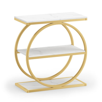 3-Tier Industrial Side Table with Metal Frame