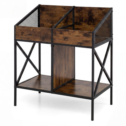 Industrial Vinyl Record Storage Rack with Metal Frame