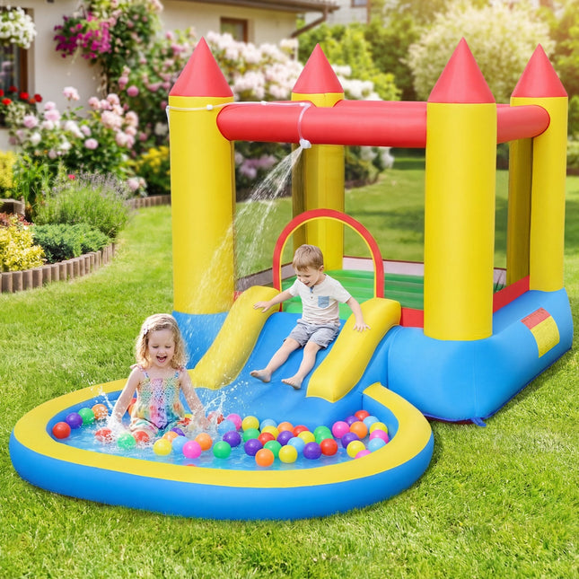 Inflatable Bounce House with Water Slide and 370W Blower