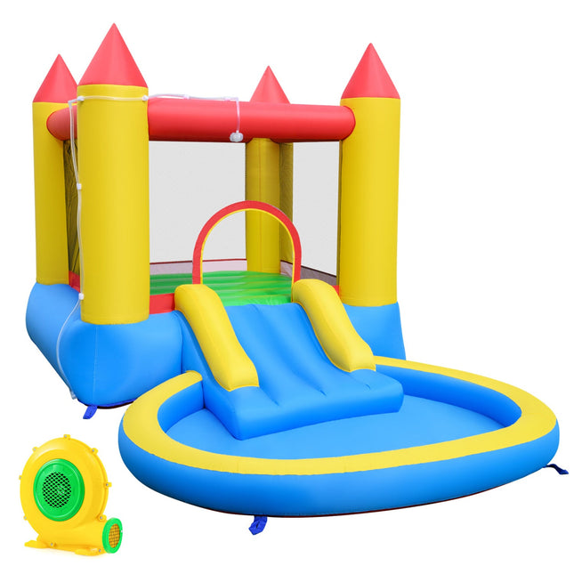 Inflatable Bounce House with Water Slide and 370W Blower