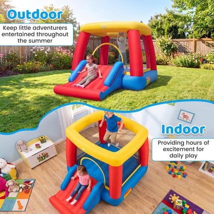 Inflatable Bounce House with Slide and Basketball Hoop