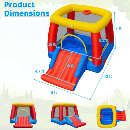 Inflatable Bounce House with Slide and Basketball Hoop